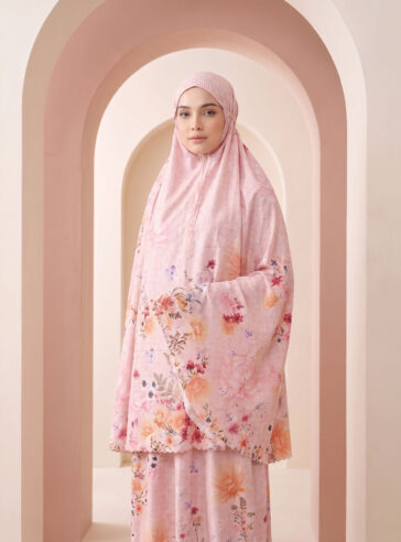 Nayyara Prayer Robe Mukena Travel 2in1 - Aabira Pink